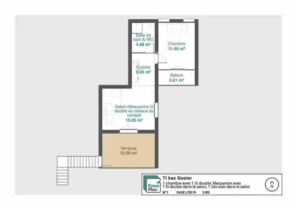 Apartamento Charmant T2 Pres De La Plage, Au Gosier Le Gosier